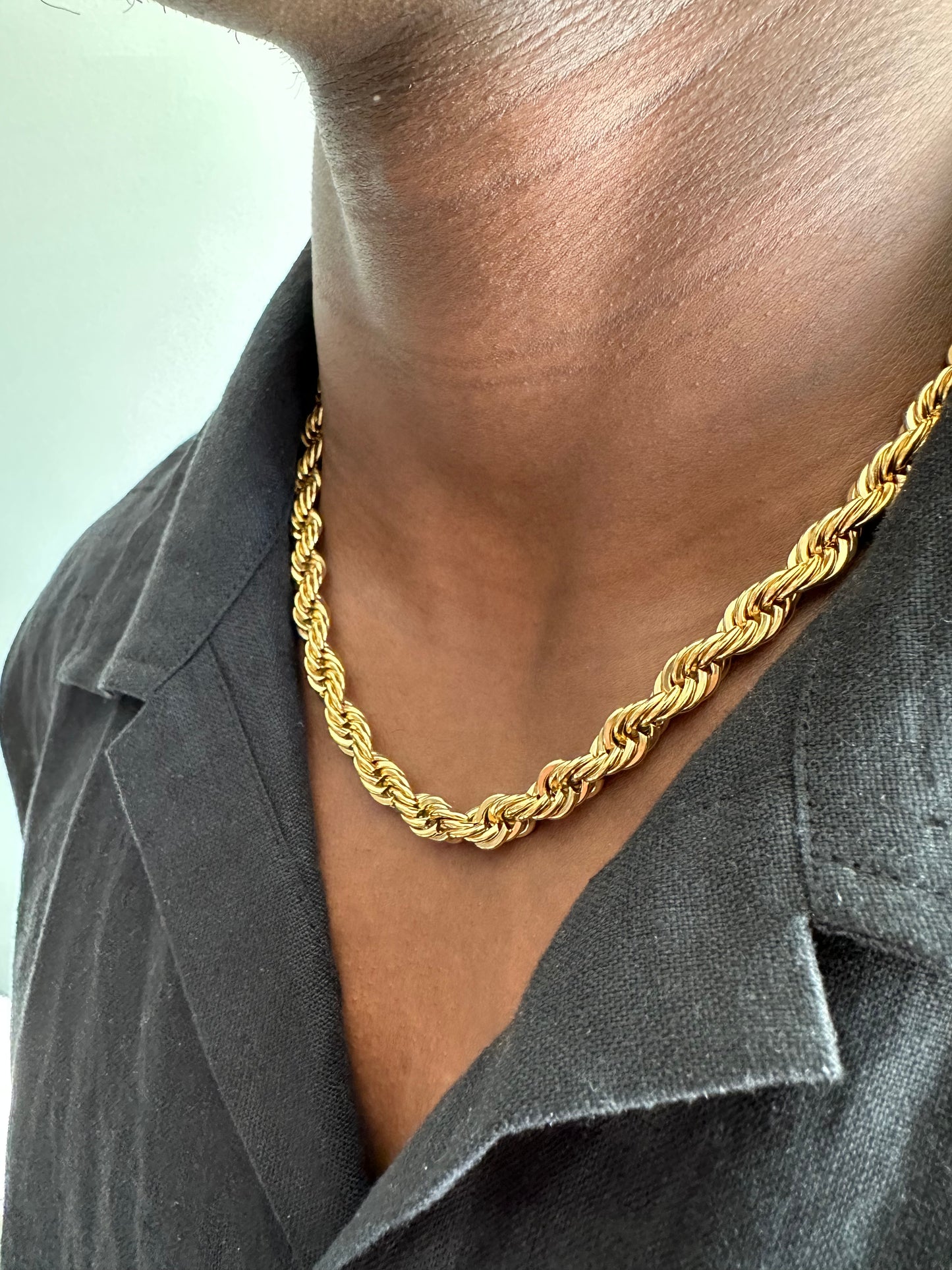 Gold Twisted Rope Necklace - 8mm - INTENT JEWELRY