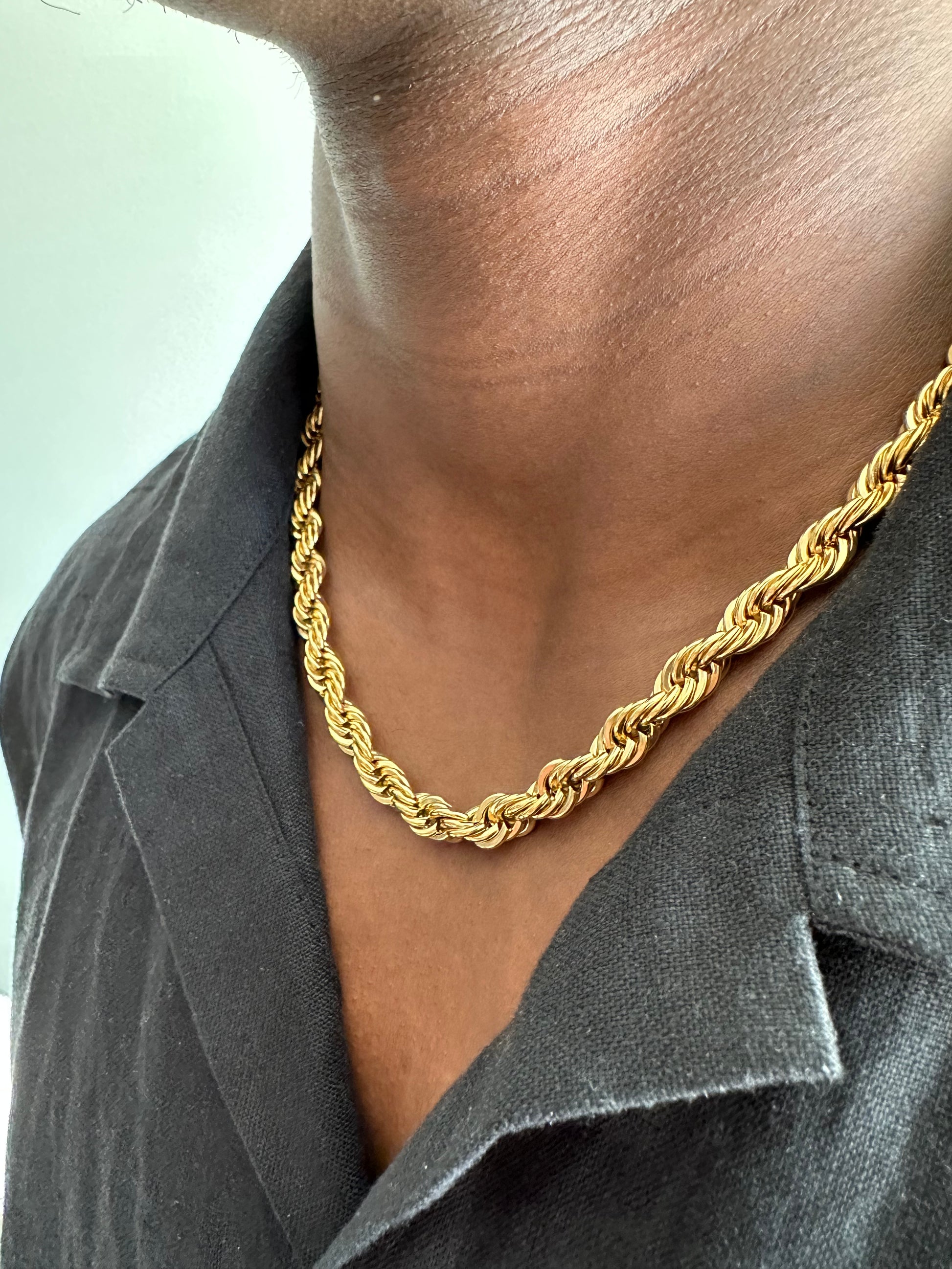 Gold Twisted Rope Necklace - 8mm - INTENT JEWELRY