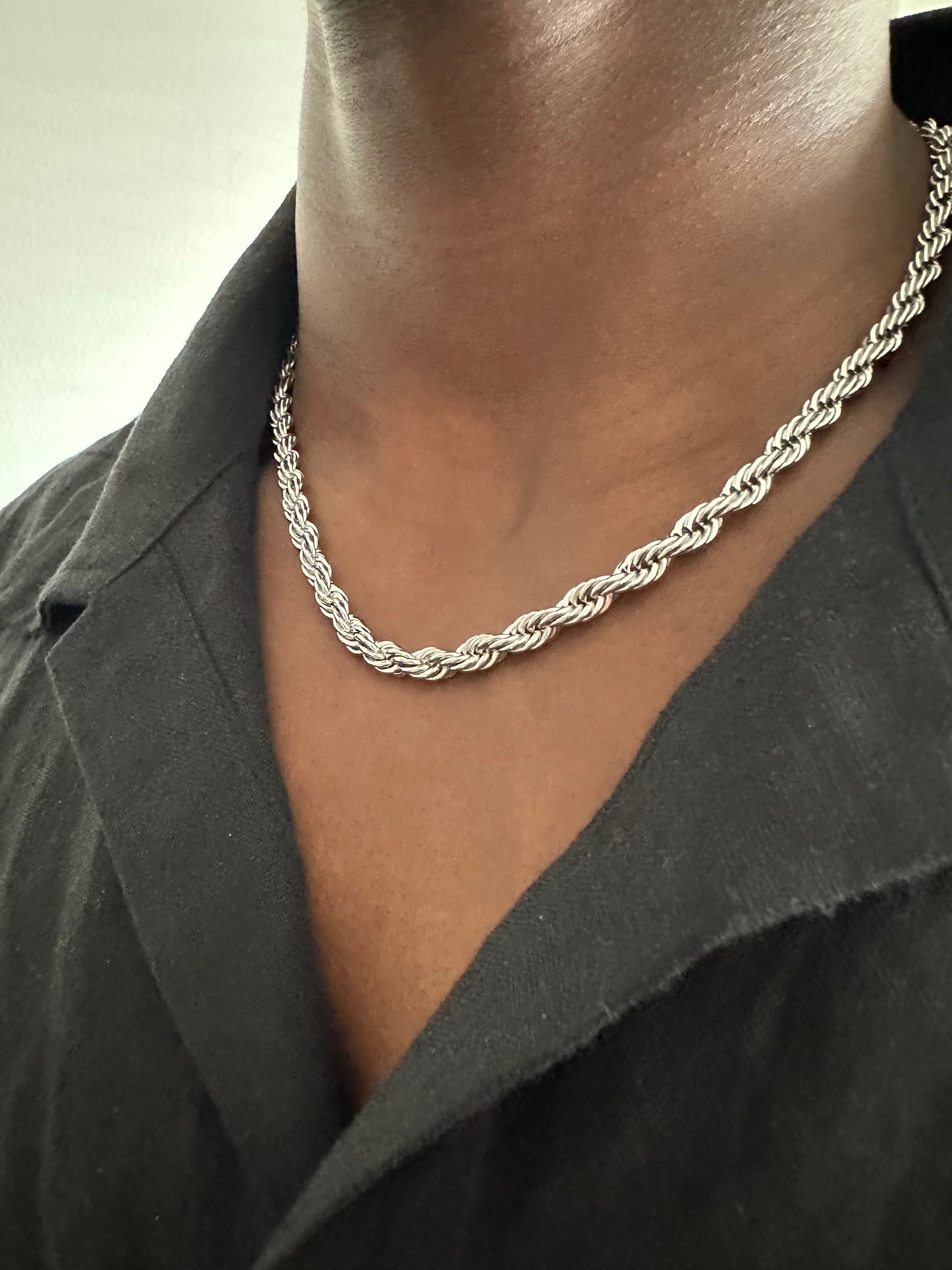 Silver Twisted Rope Necklace - 6mm - INTENT JEWELRY