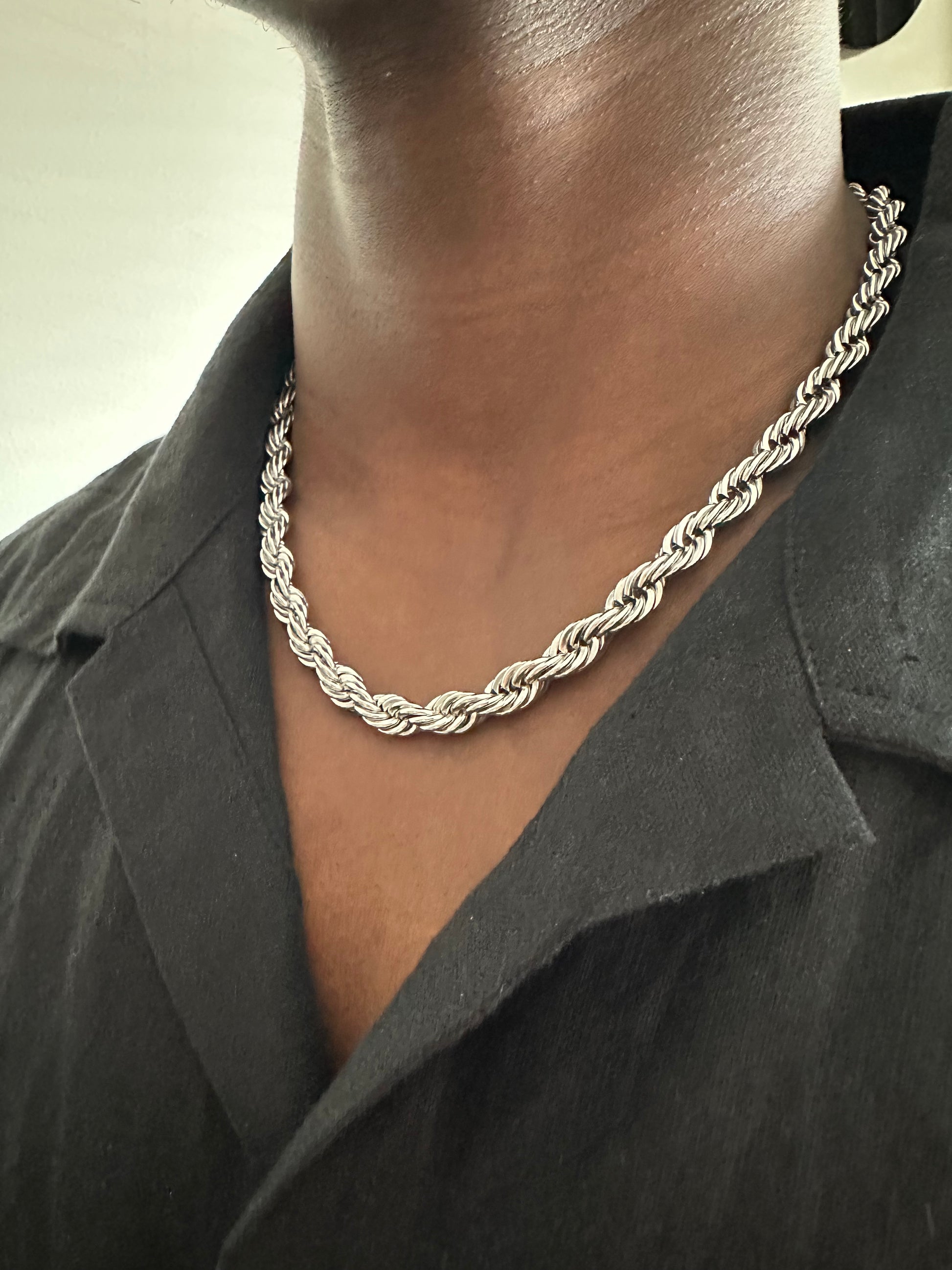 Silver Twisted Rope Necklace - 8mm - INTENT JEWELRY