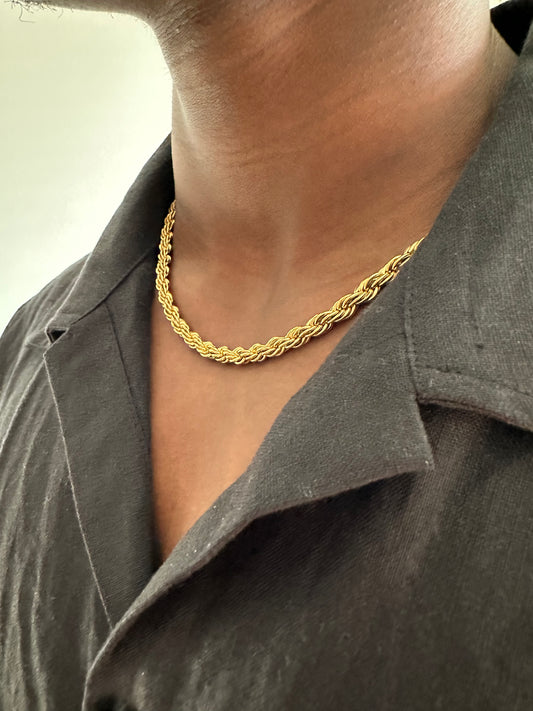 Gold Twisted Rope Necklace - 6mm - INTENT JEWELRY